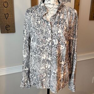 Velvet Heart Black and White Snake Print Button-Down Shirt